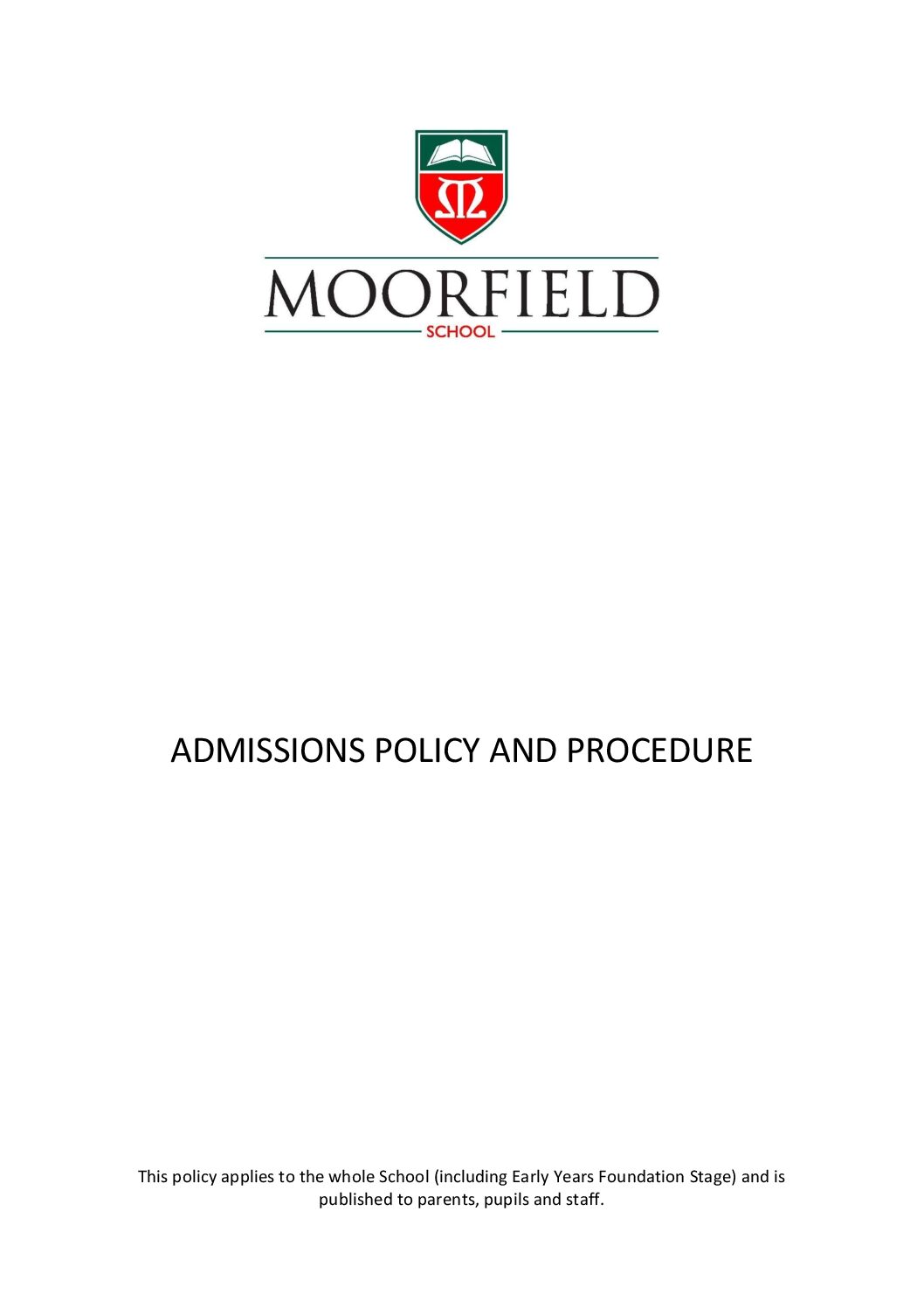 Admissions Policy 2026