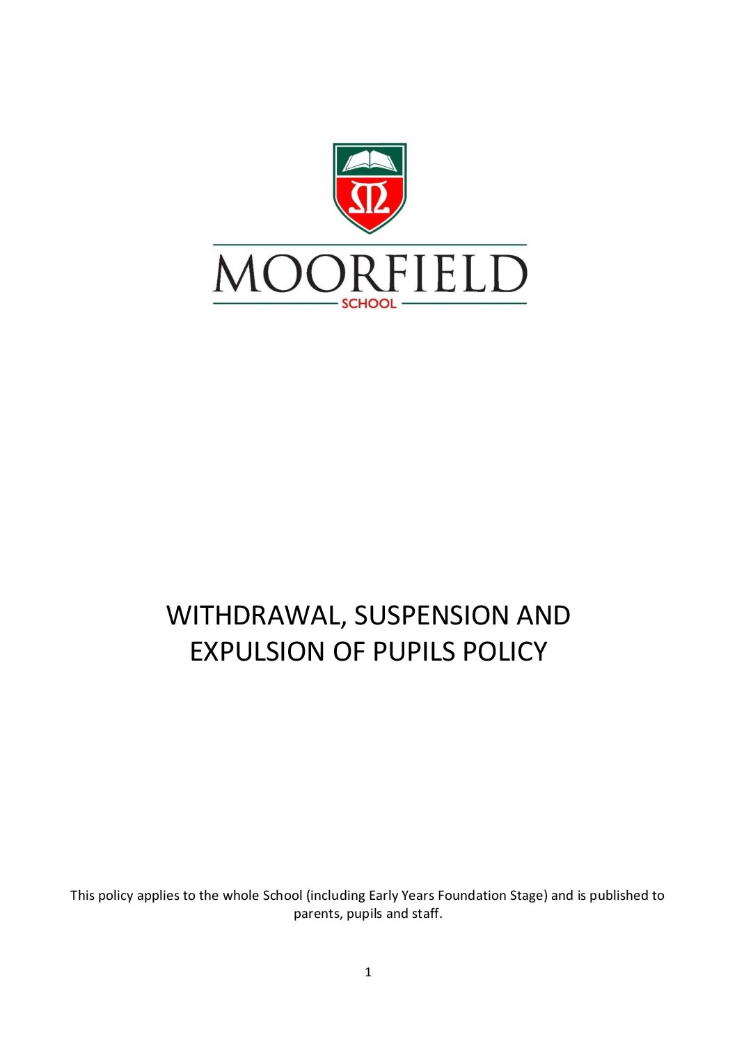 Withdrawal, Suspension and Expulsion of Pupils from School Policy 2026