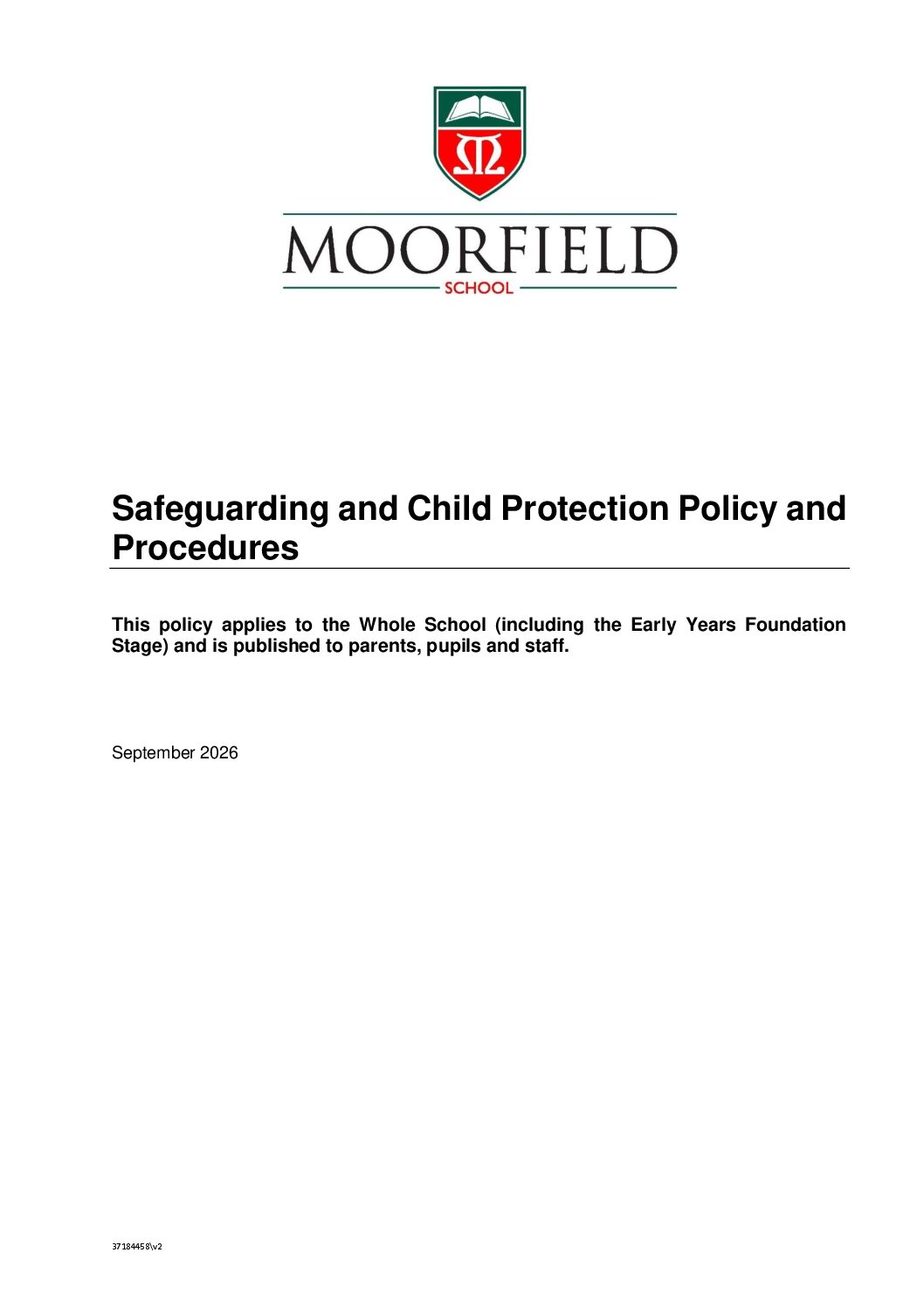 Safeguarding and Child Protection Policy – Sept 2026
